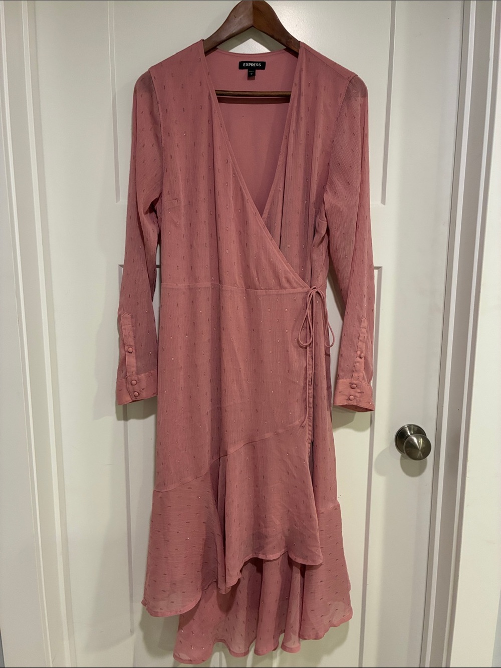 Express Dusty Rose Wrap Midi Dress
